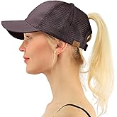 C.C Ponytail Messy Buns Trucker Ponycaps Plain Baseball Visor Cap Dad Hat Charcoal