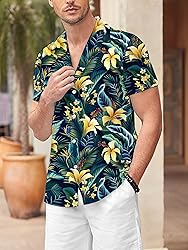 LuckLemocor Mens Hawaiian Shirt Short Sleeve Button