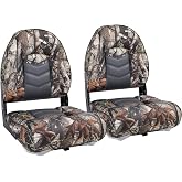 NORTHCAPTAIN Premium Marine Boat Chair 2 Pack,Camo/Charcoal High Back Folding Fishing Boat Seat for Fishing, Bass/Jon/Pontoon Boats, 4 Mounting Screws Included
