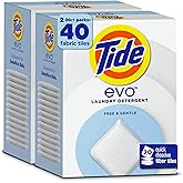 Tide evo Free & Gentle Laundry Detergent Tiles, Fragrance-Free, 40 Medium Sized Loads, Easy to Use, Safe for All Machines and Water Conditions