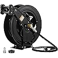 JOEJET Auto-Retractable Pressure Washer Hose Reel, 50FT x 3/8" Heavy Duty Steel Power Washer Hose Reel Dual Arm, 4000 PSI