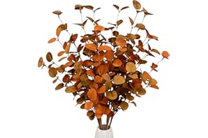 VGIA 6 Pcs Fall Eucalyptus Leaves Artificial Eucalyptus Stems Fall Leaf Spray Autumn Leaves Fall Decorations for Home Floral Arrangement