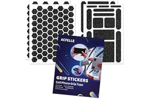 ACFELLE 4Pack Phone Grip Tape, Finger Grip Stickers Decal Waterproof Pre-Cut Non Slip Kit Adhesive Traction for Cell Phone Cases, Handles, Tools (4Pack Black)