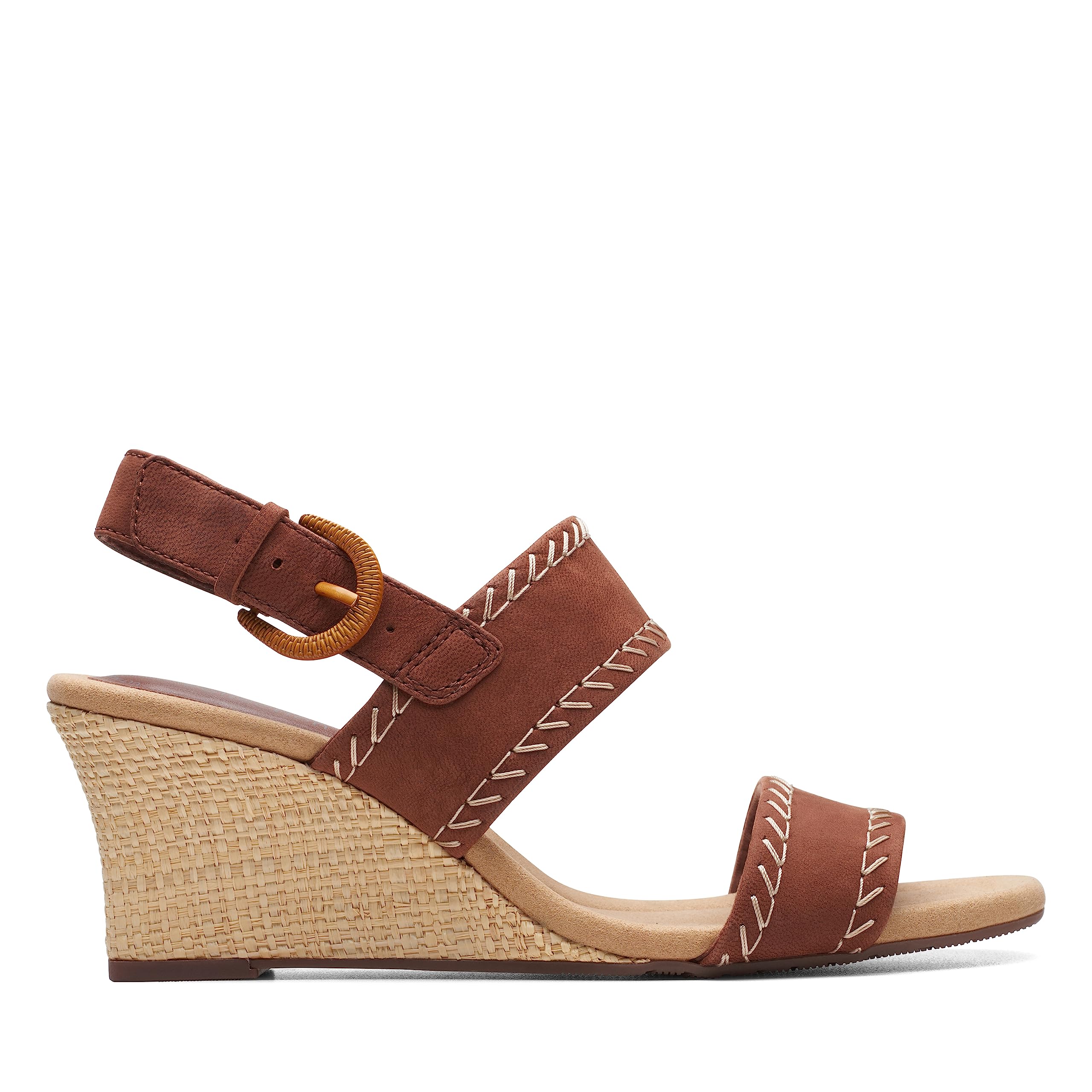 Clarks Collection Women’s Kyarra Rose Wedge Sandal, Tan Nubuck, 5.5 Medium US