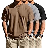 Neer 3 Pack Men's Big and Tall T-Shirts Cotton Short Sleeve Crewneck Plus Size Tee Shirts Hipster Longline Tops