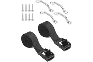 bylikeho 1" x 48"(4ft) Battery Tie Down Strap,Car Accessories Cooler Tie Down Strap Kit with Stainless Steel Cam Buckle Mounts and SS Screws,Battery Box Hold-Down Strap for Boats,Trailer,Luggage Belt