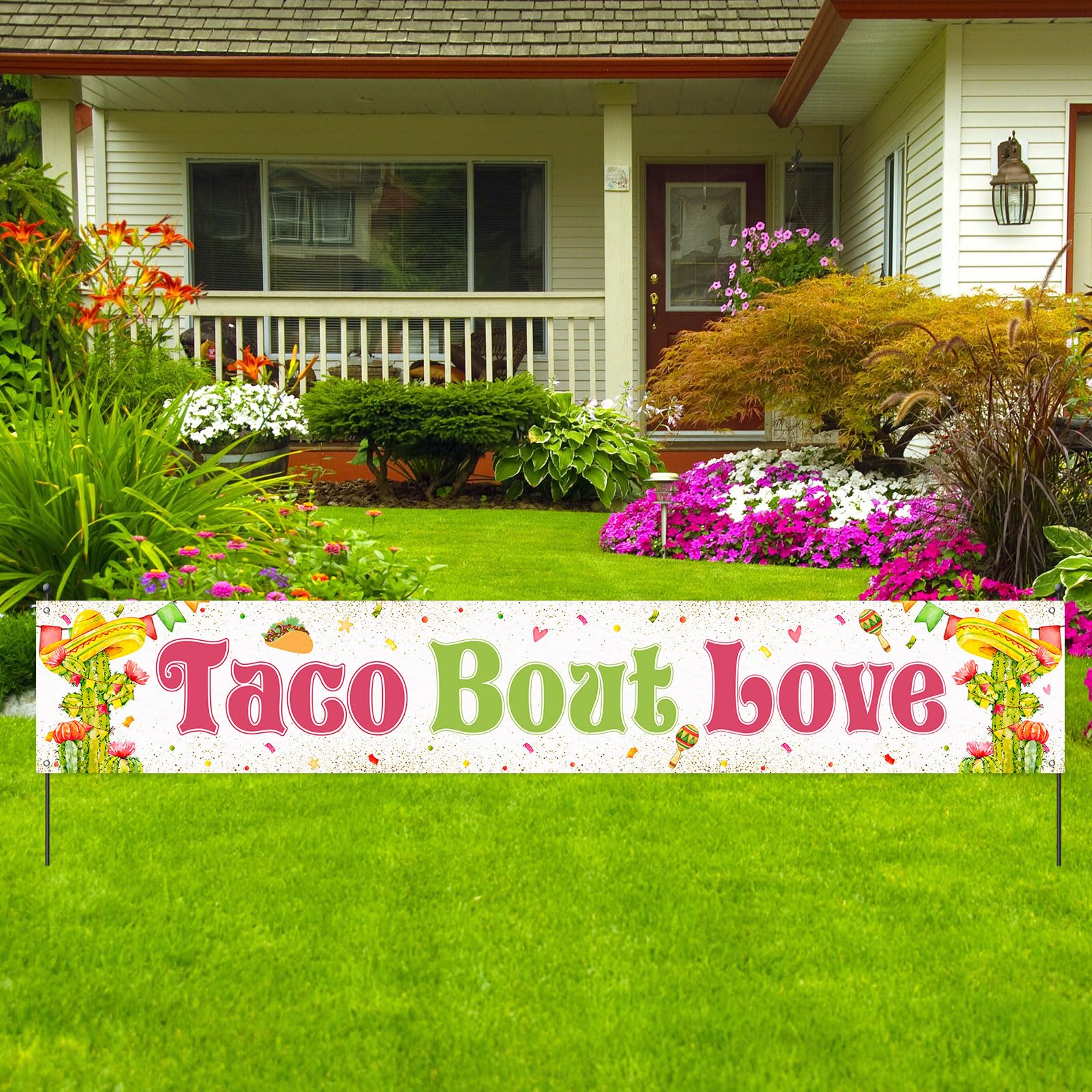 Photo 1 of Mokonate Taco Bout Love Banner, Mexican Fiesta Theme Engagement, Bridal Shower, Wedding Party Decoration, 9.8 x 1.6 Ft