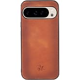 Venito Lucca Case for Google Pixel 9 Pro XL, Handmade Full Grain Leather Luxury Back Cover, Drop/Impact Protection, Slim Fit Phone Case, 6.8 Inches, Antique Brown