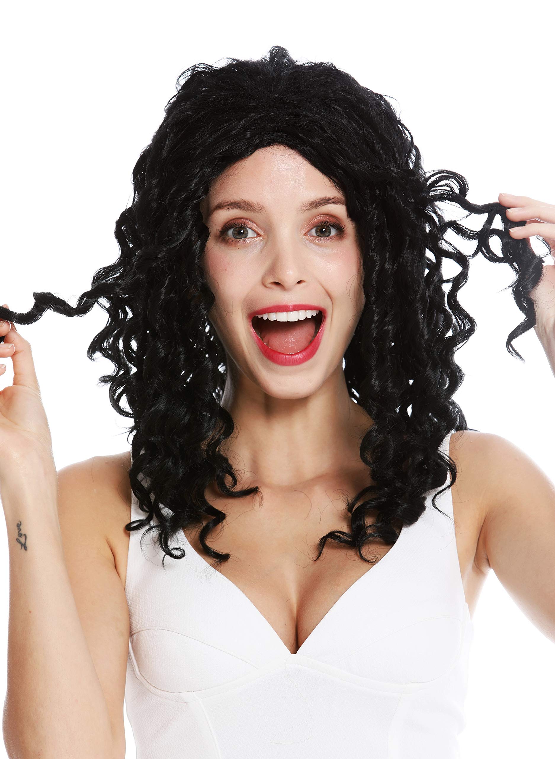 WIG ME UP - ZM-1622-1 women's quality wig long middle parting curly corkscrew curls black