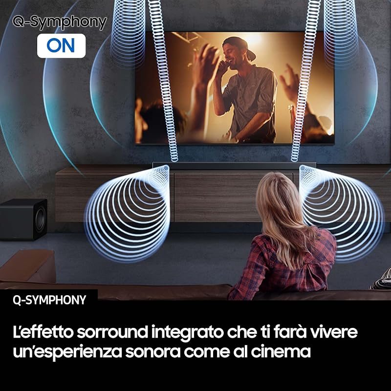 Soundbar HW-QS750F/ZF Serie QS, 10 Speaker, Wireless, Convertible, Dolby 5.1ch, Audio a 5.1.3 Canali, DTS Virtual:X, Surround Sound Expansion, Q-Simphony,Titan Black, 2025