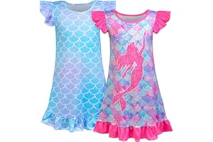 Fiodrimy 2Pcs Girls Nightgowns 3-8 Years Unicorn Sleepwear Night Sleep Dress Pajamas Little Kids Toddler Soft Nightgown