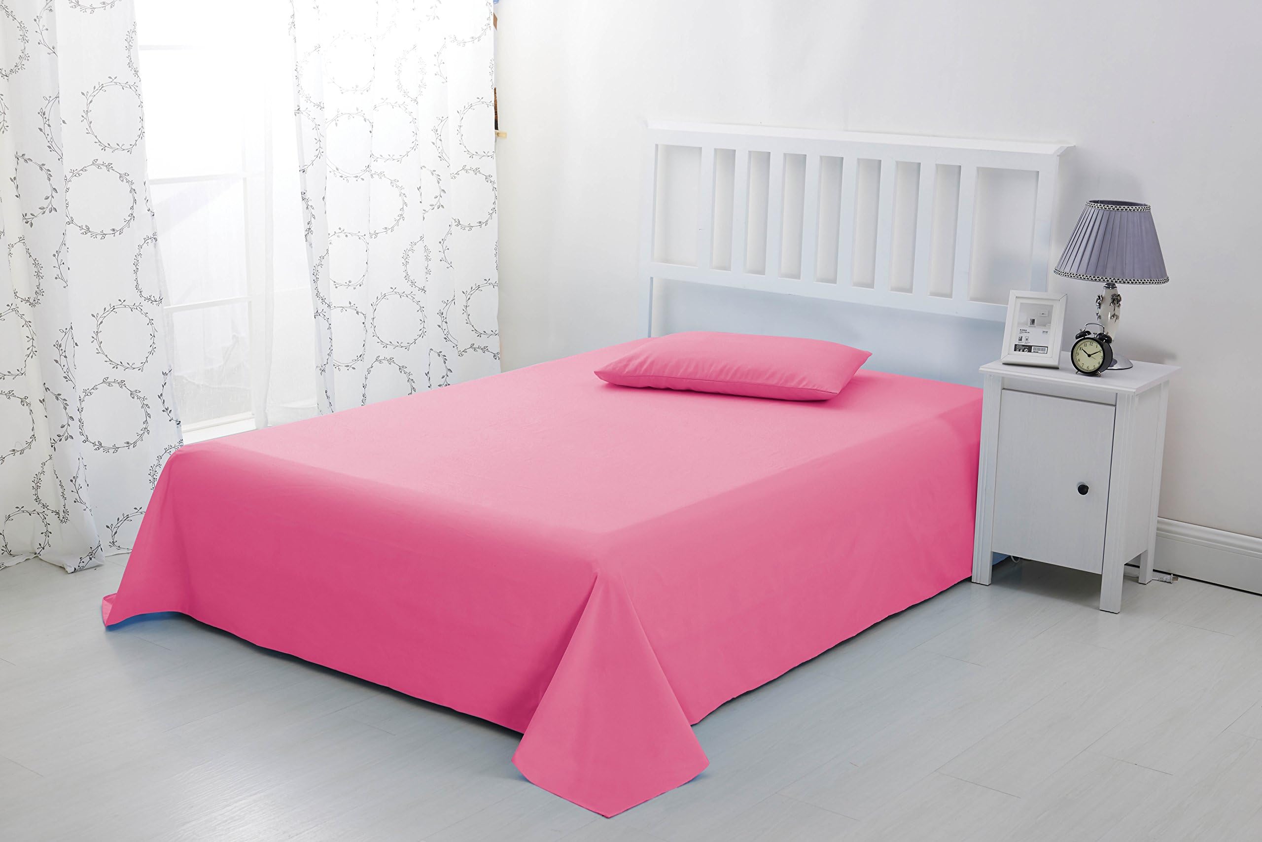 Sonia Moer Super Soft Brushed Microfibre Flat Sheet - Non Iron Breathable Hypoallergenic Top Sheet - Super King/Pink