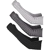 Bememo 3 Pairs Arm Warmers Long Fingerless Gloves Knit Wrist Warmers with Thumb Hole Open Finger Arm Socks for Women Adult