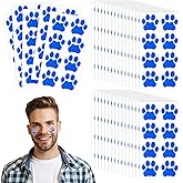 Fullhawl 120 Pairs Blue Eye Black Bulk Tiger Paw Football Stickers Sport Glitter Eyeblack Sticker Team Spirit Accessories for University College Game Day Sports Fans Themed Party Supplies
