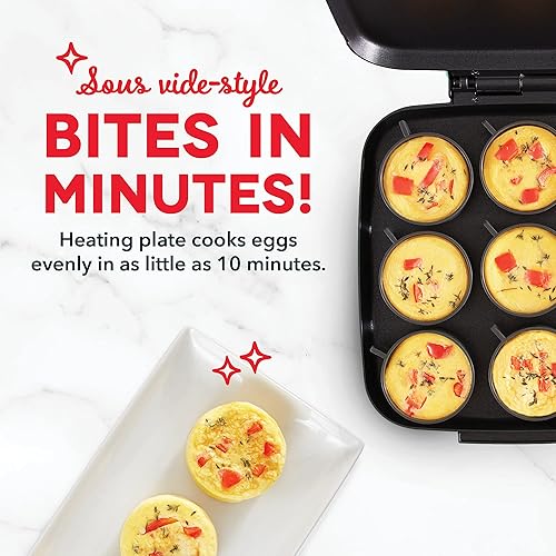 Dash Sous Vide Style Family Size Egg Bite Maker For Breakfast Bites Sandwiches, Healthy Snacks Or Desserts, Keto & Paleo Friendly, Red