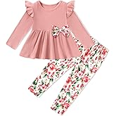 SANMIO Toddler Girl Clothes Long Sleeves Ruffle Top Floral Pants Cute Fall Winter Daily Casual Toddler Outfits