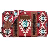 Wrangler Wallet Purse for Women Western Aztec Clutch Wristlet Wallet with Credit Card Holder
