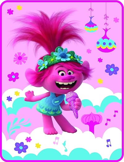 Franco Trolls World Tour Singing Duo Micro Raschel Plush Throw Blanket
