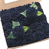 Floroom Artificial Dahlia Flowers 25pcs Real Looking Navy Blue Foam Fake Roses with Stems for DIY Wedding Bouquets Bridal Shower Centerpieces Floral Arrangements Party Tables Home Decoration