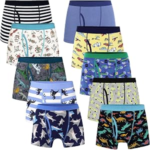 MomEasier Boys Boxer Briefs Cotton Kids Toddler Underwear 10-Pack Soft Breathable Underwears