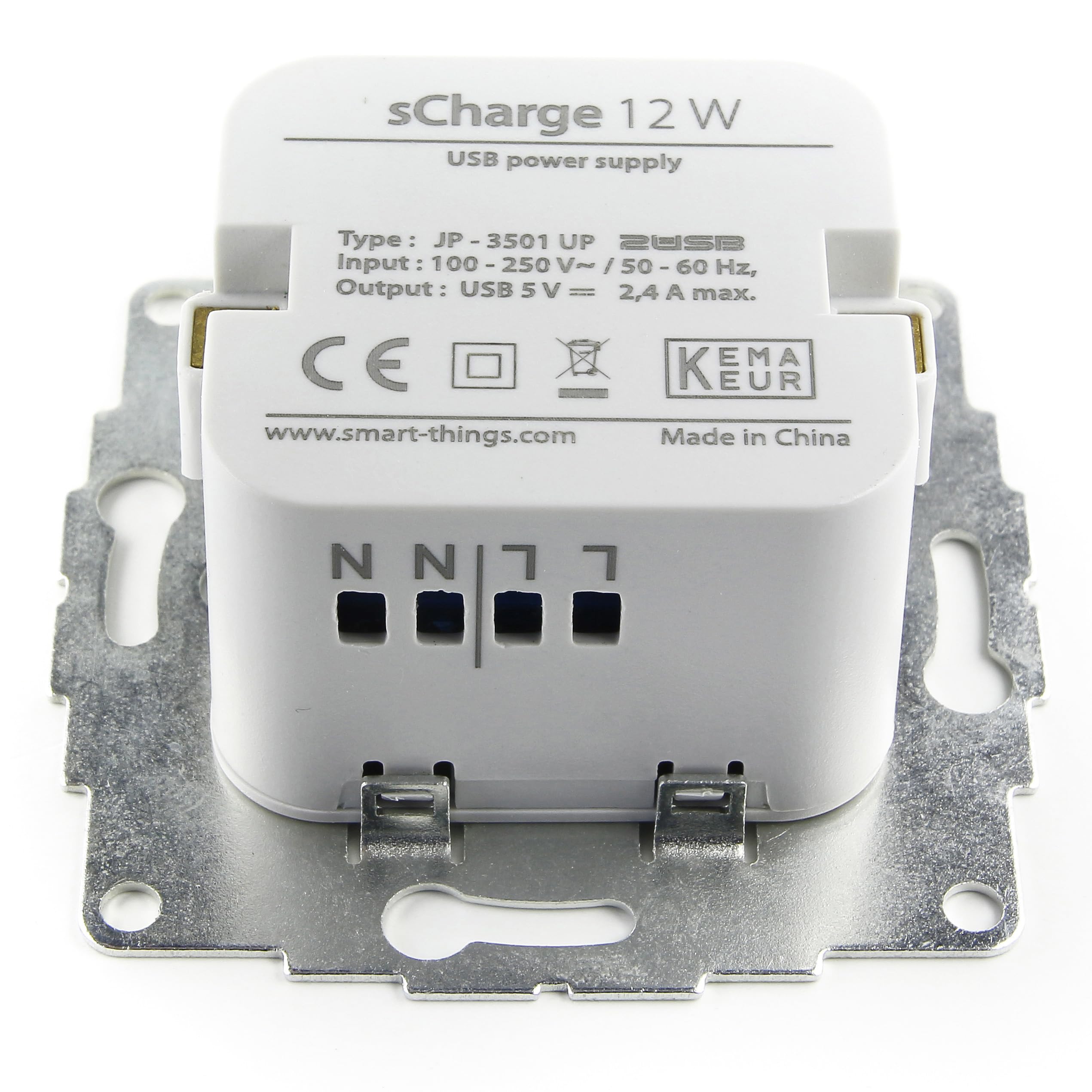 Smart things s24 C sCharge - alimentatore da incasso da incasso da 12 W con connessione USB-C compatible with tablet, iPad e smartphone. Includes adattatore 30 cm, 5 V, 5% / 2400 mA