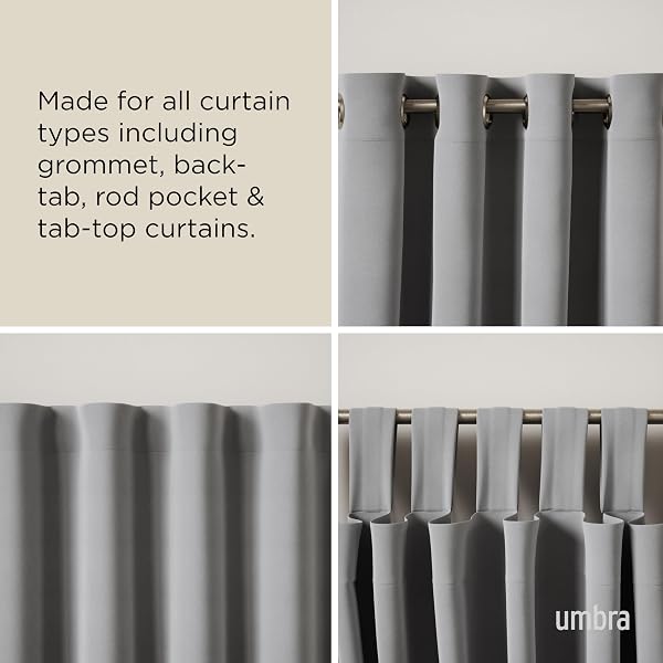 UMBRA CAPPA MODERN 1″ CURTAIN ROD, INCLUDES 2 MATCHING FINIALS, BRACKETS & HARDWARE, NICKEL