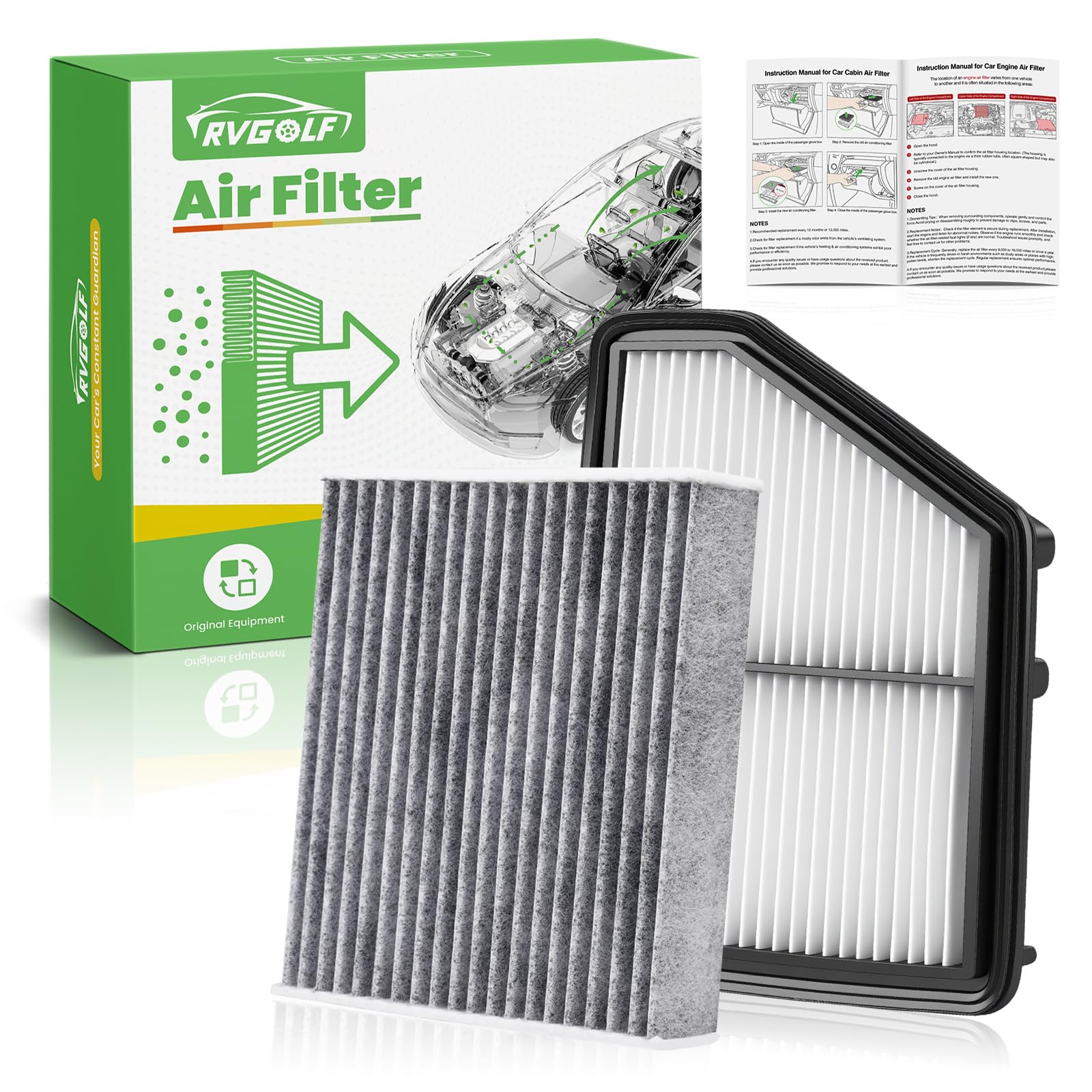 Photo 1 of RVgolf Engine+Cabin Air Filters Fit for Honda Civic 2016-2025 2026 (2.0L), HR-V HRV 2023-2025 2026 (2.0L) (Only for Naturally Aspirated!) Engine Air Filter Replacement Accessories# CF11182 CA12051