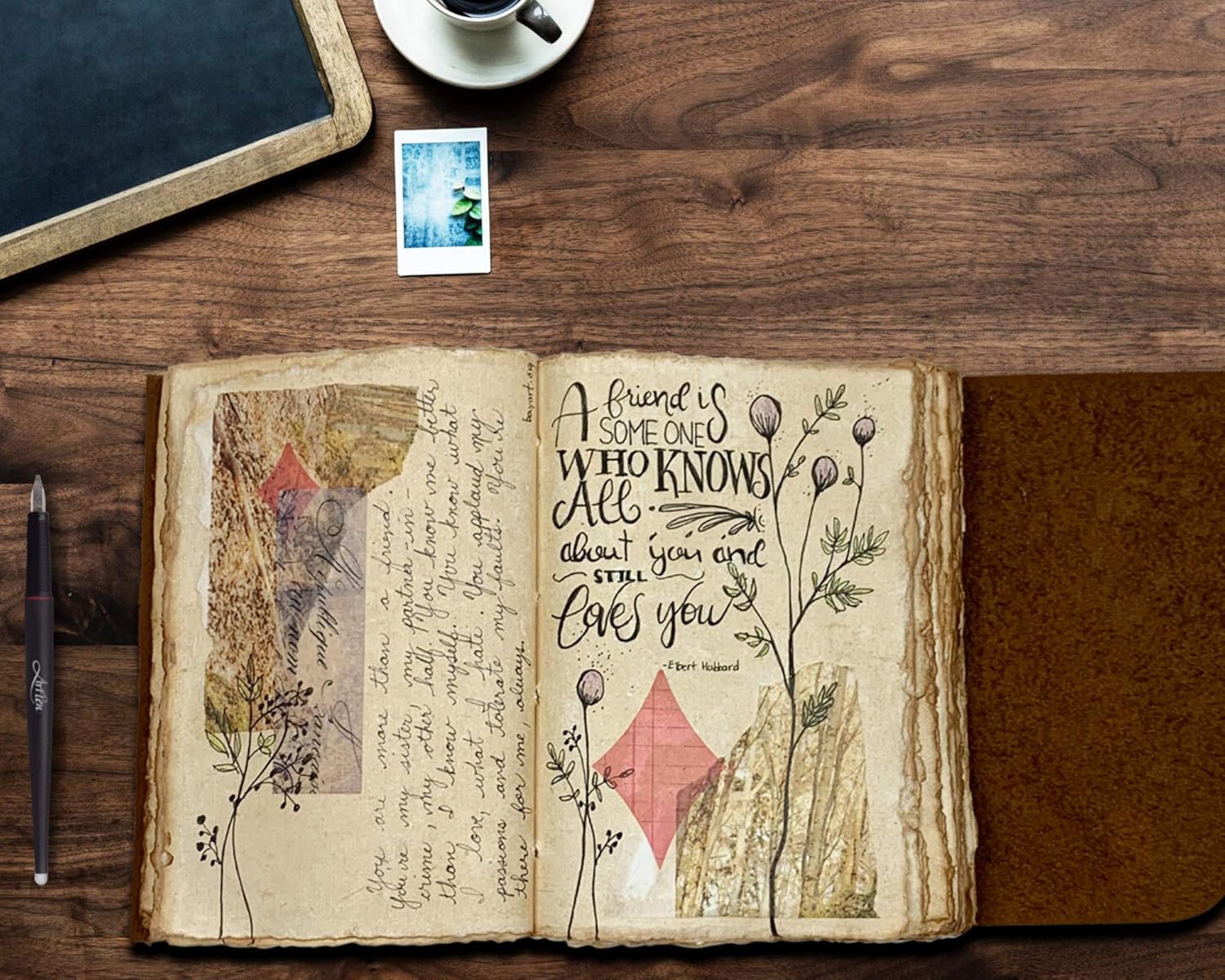Vintage Leather Notebook - Small Antique Handmade Leather Bound Journal with Authentic Deckle Edge Paper in a Keepsake Gift Box - Perfect for Writing, a Diary, Sketching - Only 4"x6" : Office Products