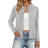 LILLUSORY Womens Zip Up Cardigan Sweaters Crew Neck Trendy Jackets Long Sleeve Outfits Fall Fashion 2025 Winter Clothing