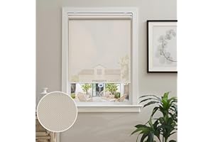 AOSKY Cordless Roller Shades for Windows Light Filtering Shades with 5% Openness Solar Screen Semi Sheer Roller Blinds UV Protection for Office and Home. Easy to Install 30" W x 72" H (Beige)