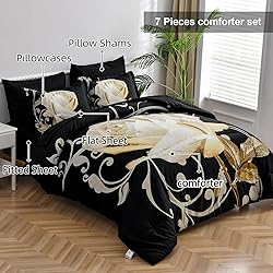 White Comforter Set King 7 Piece Bed in a Bag White