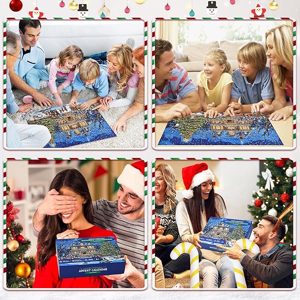 YINHUA 3D COLD GOLD FOIL PRINTING ADVENT CALENDAR 2024 CHRISTMAS JIGSAW PUZZLES 1008 PCS, 24 DAYS CHRISTMAS ADVENT CASTLE COUNTDOWN CALENDAR PUZZLE, CHRISTMAS GIFTS FOR ADULTS KIDS, FAMILY PUZZLES