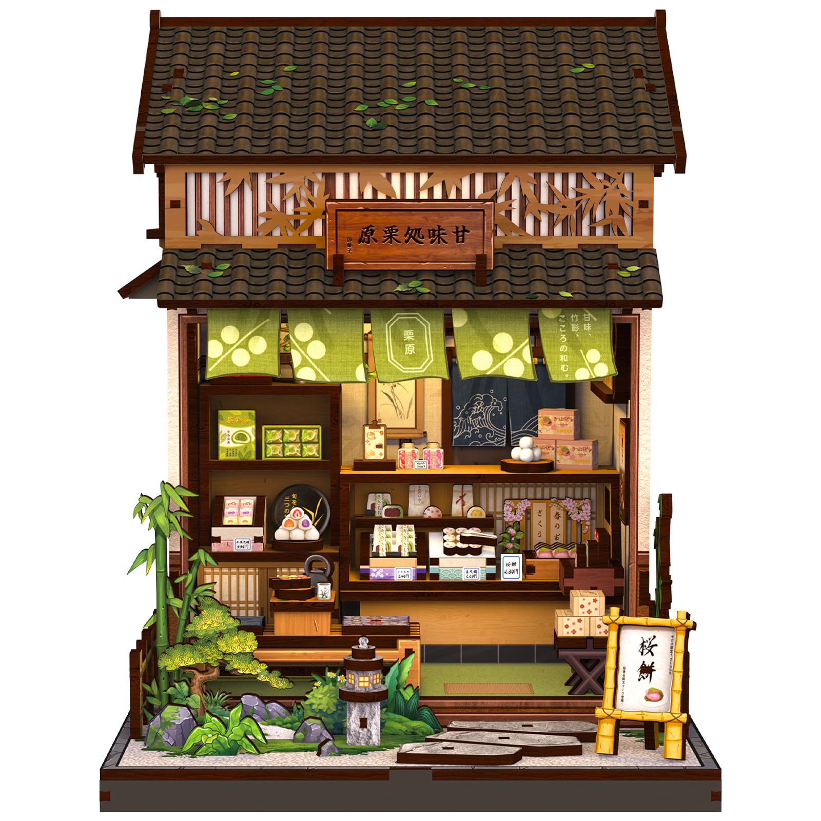 Cutefun Book Nook – DIY Bookshelf Miniature Scene House Building Kit for Adults, Tiny House Craft Model for Adults, Japanese Dessert Shop, Gift for Women Who Love Books