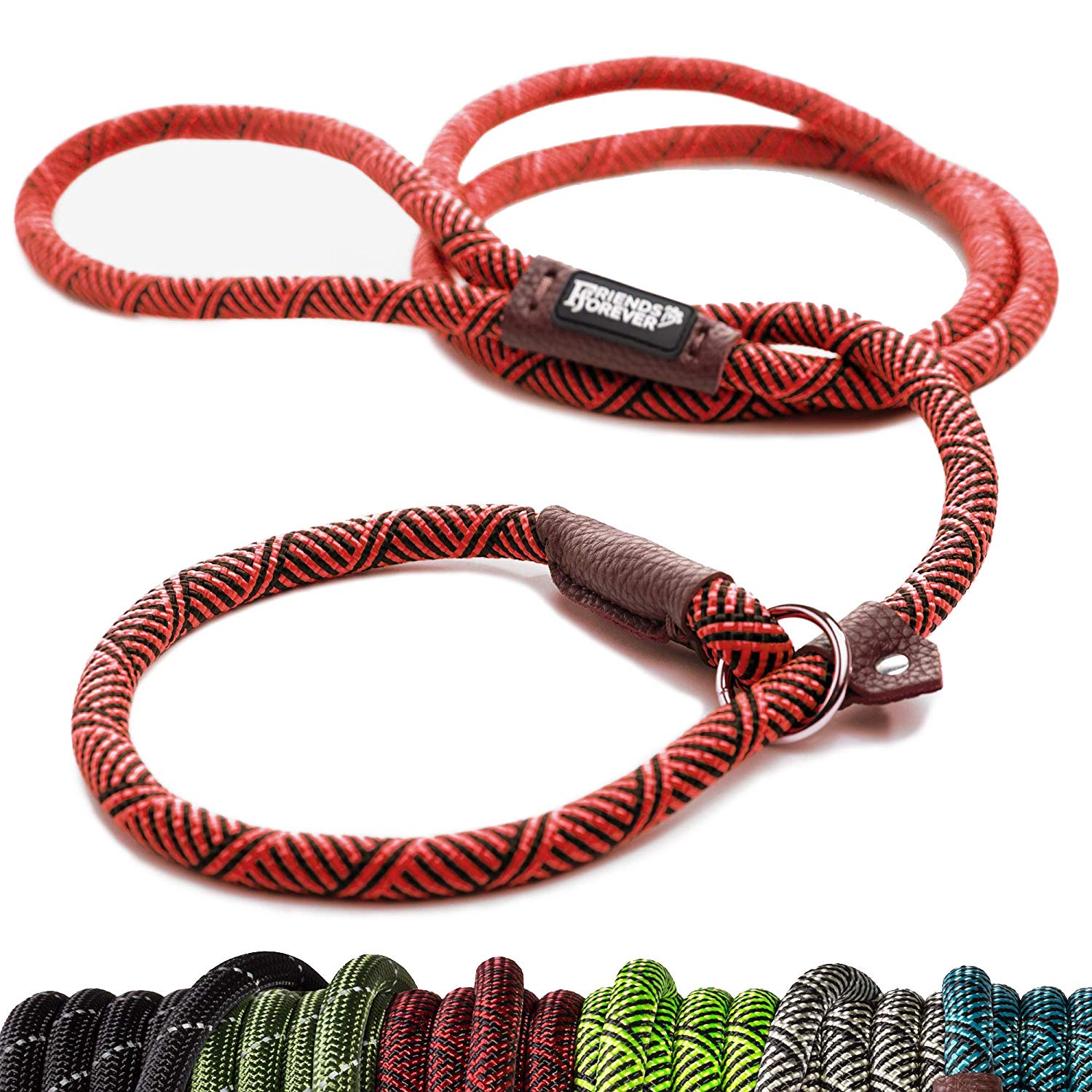 Friends Forever Extremely Durable Dog Slip Rope Leash, Premium Quality Mountain Climbing Rope Lead, Strong, Sturdy Comfortable Leash Supports The Strongest Pulling Large Medium Dogs 6 feet