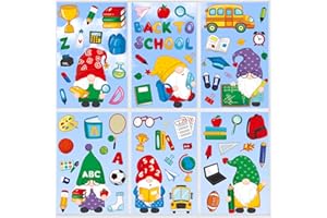 Auzesto 100 Pieces Double-Sided Back to School Gnome Theme Window Clings - Classroom Stickers and Decals for Glass Summer Decor