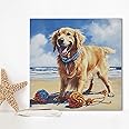 Madison Park Dog Wall Art Cute Animal Decor for Kid's Bedroom, Home Office Conversational Piece, Bathroom Decor, Gifts for Dog & Beach Lover, Baby Shower, Birthday, Hang Ready, Golden Retriever Canvas