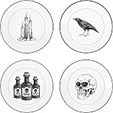 AimFun 48Pcs Vintage Halloween Party Plates Skull Raven Poisonous Candle | 9 Inch Dinner Dessert Plate, Spooky Disposable Paper Plates for Halloween Party Supplies Table Decor