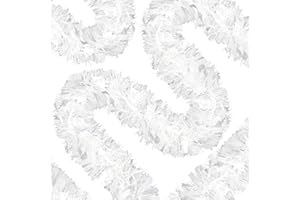 PALONU 70 Ft Christmas Tinsel Garland Metallic Tinsel Twist Garland Glitter Christmas Tree Hanging Decorations for New Year Party Birthday Holiday Indoor Outdoor Supplies (White)