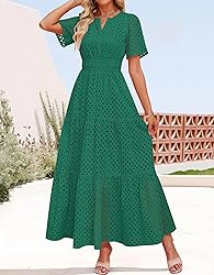 ZESICA Women's 2025 Summer Short Sleeve Maxi Dress