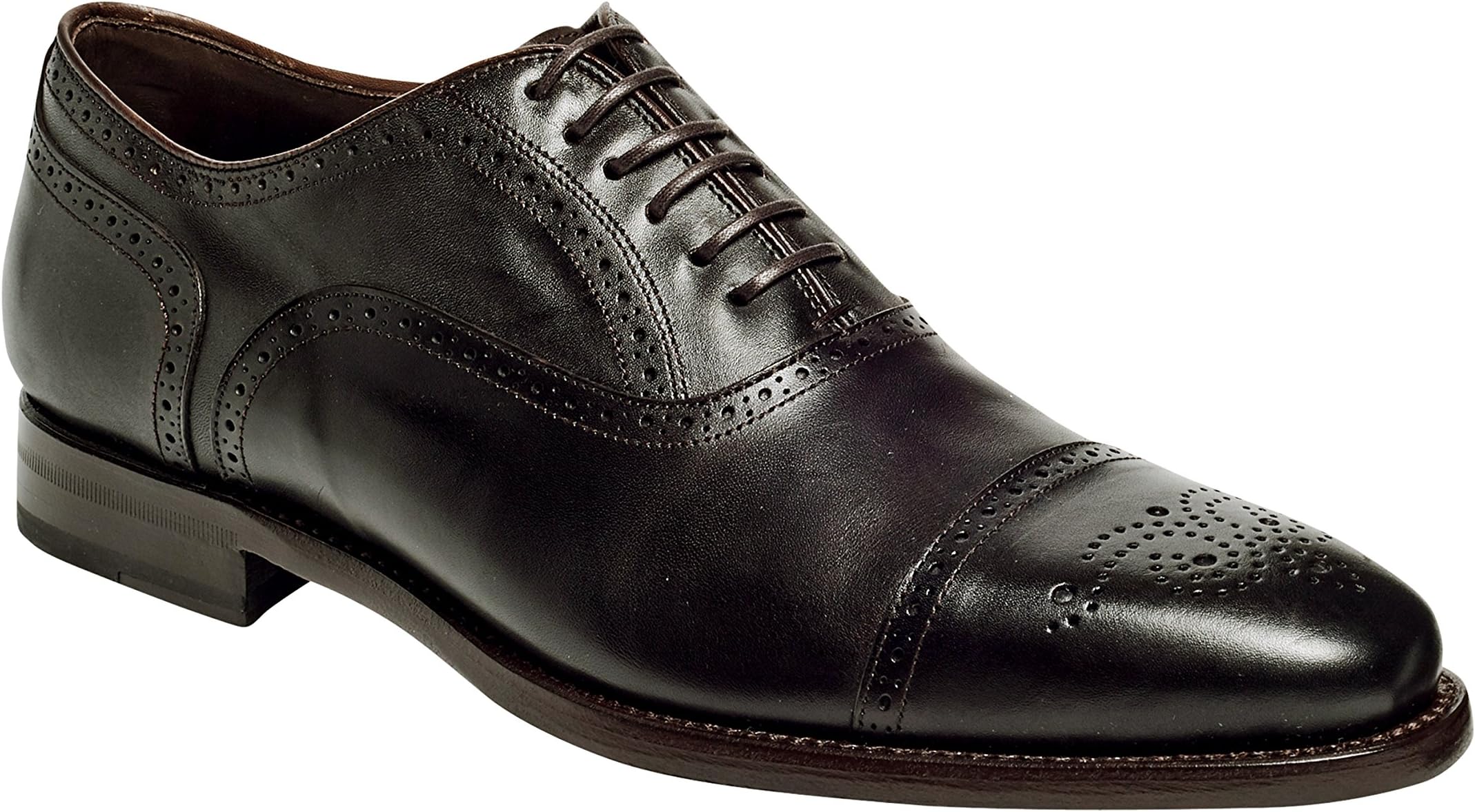 Anthony Veer Men's York Cap-Toe Quarter Brogue Dress Shoe in Premium Italian Leather Goodyear Welted