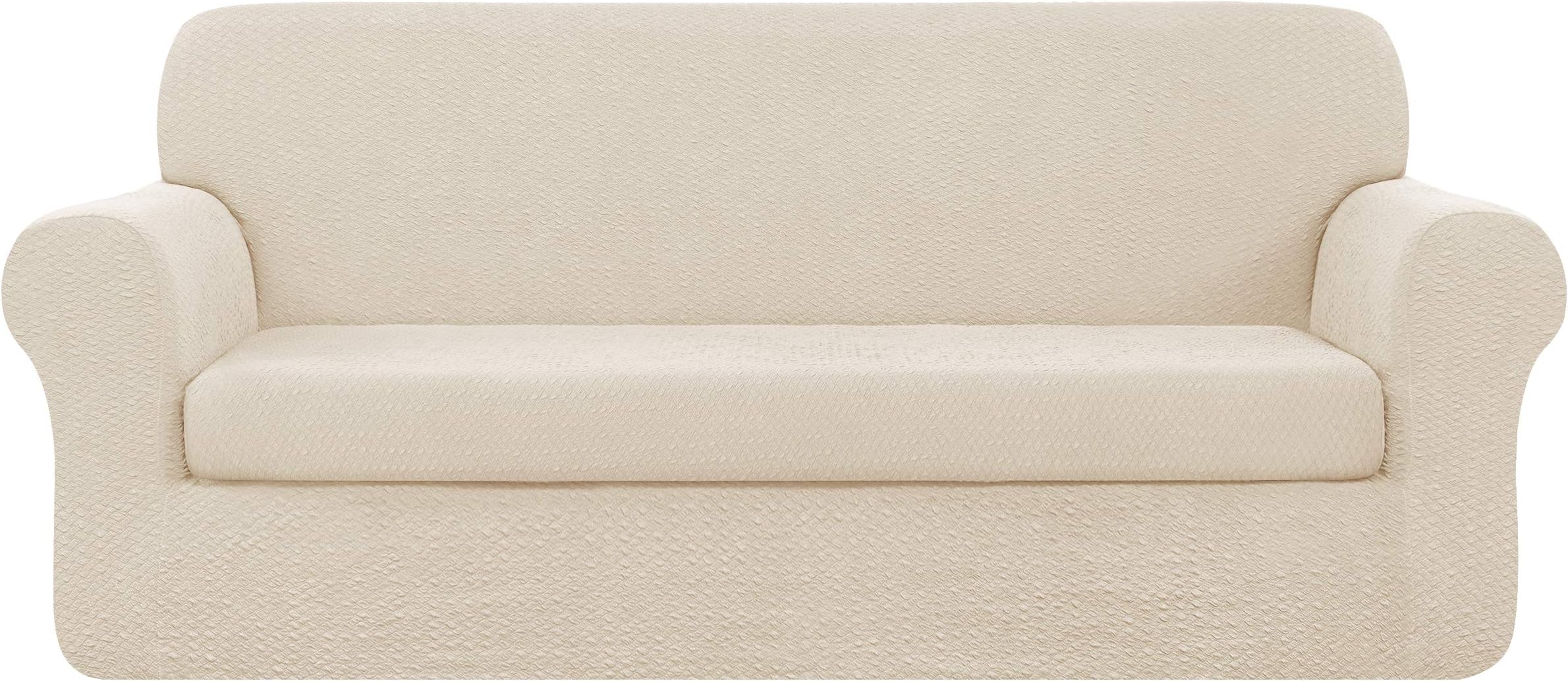 TOYABR 3 Pieces Sofa Cover with 6 Separate Cushions, Removable Washable Ektorp Couch Slipcover, High Stretch Soft Jacquard Furniture Protector for Pets and Kids