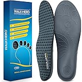 Walkhero Plantar Fasciitis Inserts - Arch Support Orthotic Insoles for Flat Foot and Foot Pain, Everyday Comfort and Support (Mens 7-7 1/2 | Womens 9-9 1/2 Gray)