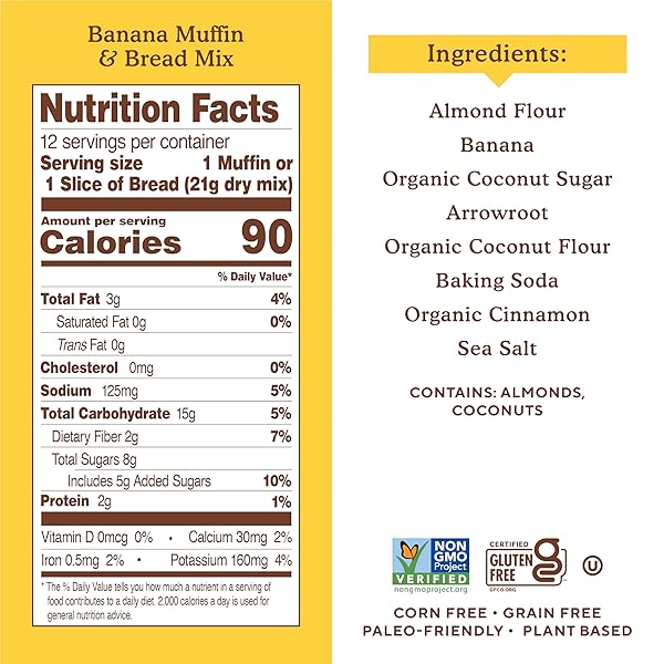SIMPLE MILLS ALMOND FLOUR BAKING MIX, BANANA MUFFIN & BREAD MIX – GLUTEN FREE, PLANT BASED, PALEO FRIENDLY, 9 OUNCE (PACK OF 1)