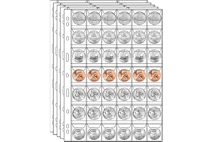 MUQING 840 Pockets Coin Pages, 20 Sheets Pocket Inserts Collecting Sleeves for Coin, Coin Collection Storage Supplies, Coin Collection Pocket Pages for Penny, Nickel, Dime, Cent, Quarter (42 Pockets)