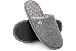 EverFoams Men's Cotton Knit Slippers Lightweight Memory Foam Indoor House Shoes with Anti-Skid Sole