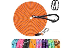 ZALER Long Dog Leash, 50 feet 30ft 20ft 15ft 10ft Dog Training Lead, Heavy Duty Reflective Check Cord Recall Leash for Dogs Training, Playing, Camping, or Backyard (30FT, Orange)