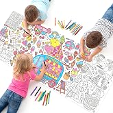 NatNarr Ice Cream Coloring Tablecloth for Kids, Summer Theme Craft for Kids | 30 x 72 Inch Summer Activity Poster Art Crafts Paper Banner Kids Games Activities for Classroom Wall School Home Parties