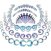 WINSENET 54/102Pcs Ear Stretching Kit 14G-00G Acrylic Ear Gauge Stretching Kit with Heart Plugs Gauge Tapers Ear Tunnels Horseshoes Taper Spiral Tapers Gauges Ear Expanders for Men Women
