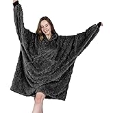 MIZZEO Microfiber Wearable Blanket, Oversized Light Wearable Blanket Hoodie for Adults, Cozy Soft Warm Plush Hooded Blanket Gifts for Women, One Size Fits All (Grey)