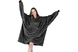 MIZZEO Microfiber Wearable Blanket, Oversized Light Wearable Blanket Hoodie for Adults, Cozy Soft Warm Plush Hooded Blanket Gifts for Women, One Size Fits All (Grey)